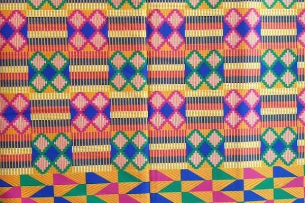 PINK GREEN CROSS Afrikanischer-Kente-Stoff